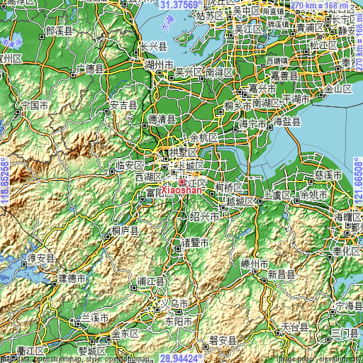 Topographic map of Xiaoshan