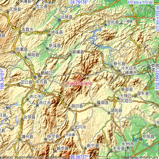 Topographic map of Xiaoshajiang