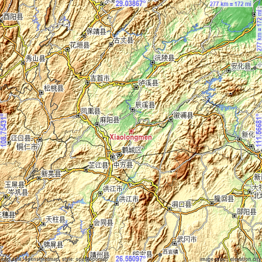 Topographic map of Xiaolongmen