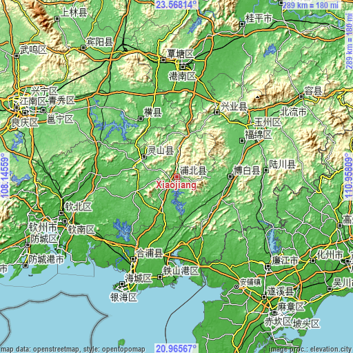 Topographic map of Xiaojiang