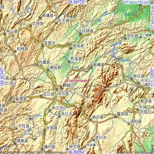 Topographic map of Xianrenwan