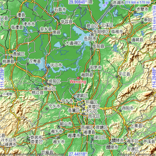 Topographic map of Wenxing