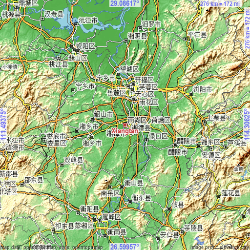 Topographic map of Xiangtan