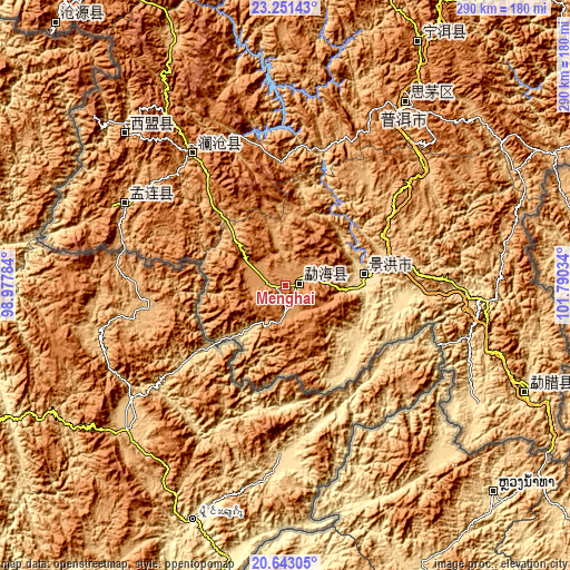 Topographic map of Menghai