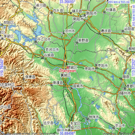 Topographic map of Zhangwan