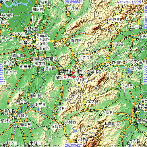 Topographic map of Xiangdong