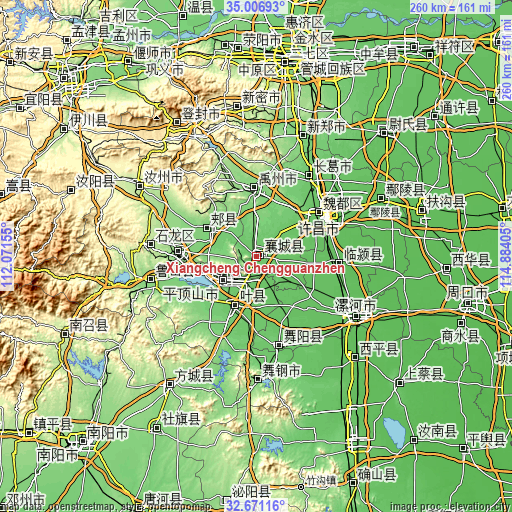 Topographic map of Xiangcheng Chengguanzhen