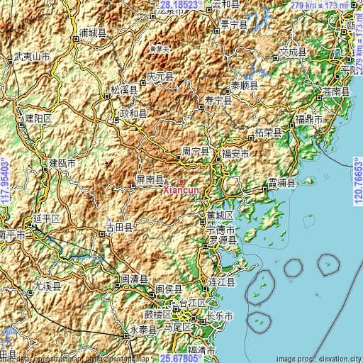 Topographic map of Xiancun