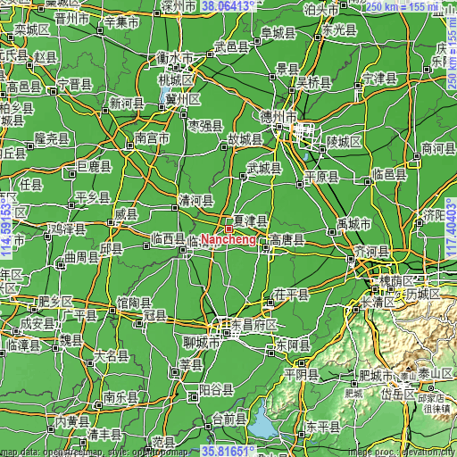 Topographic map of Nancheng