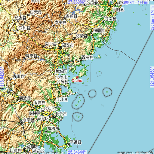 Topographic map of Xiahu