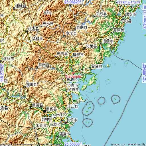 Topographic map of Xiabaishi