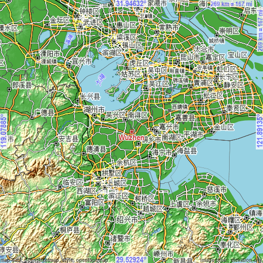 Topographic map of Wuzhen