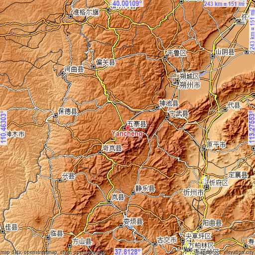 Topographic map of Yancheng