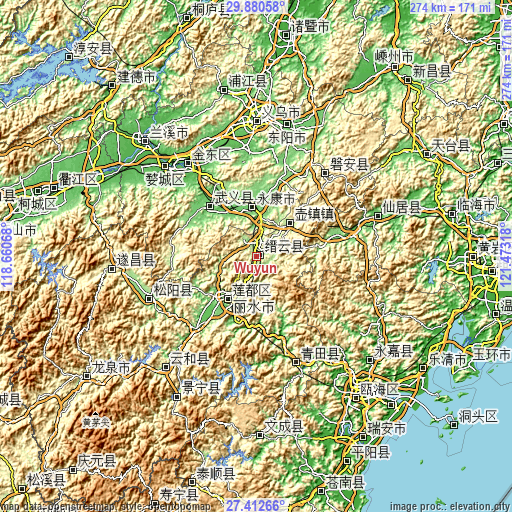 Topographic map of Wuyun