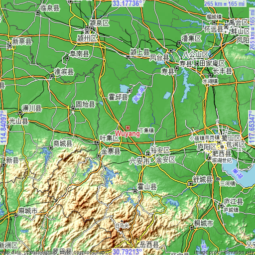 Topographic map of Wuyang