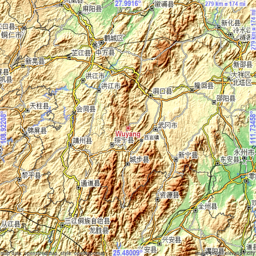 Topographic map of Wuyang