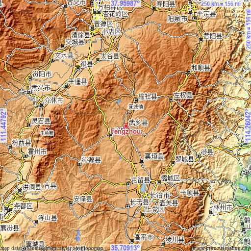 Topographic map of Fengzhou