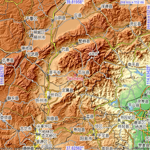 Topographic map of Taicheng