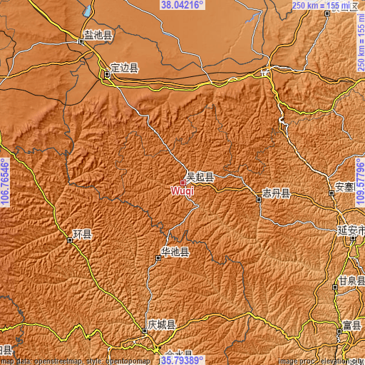 Topographic map of Wuqi