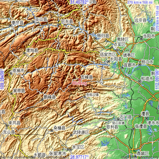 Topographic map of Wufeng