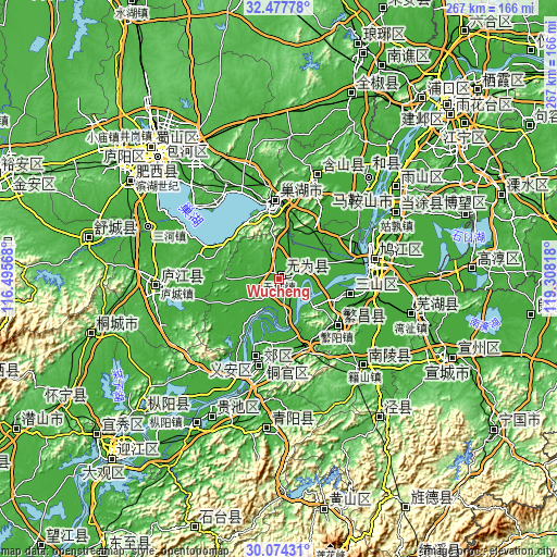 Topographic map of Wucheng