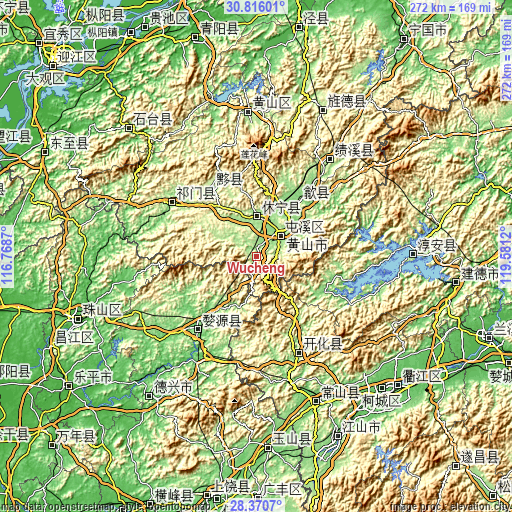 Topographic map of Wucheng