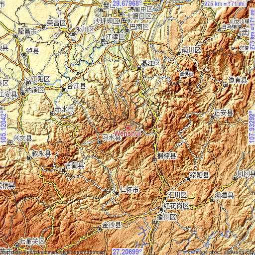 Topographic map of Wenshui
