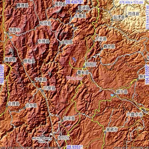 Topographic map of Wenping