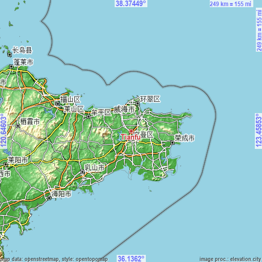 Topographic map of Tianfu