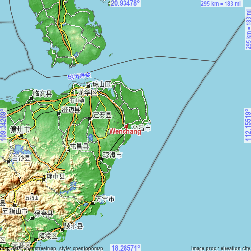 Topographic map of Wenchang