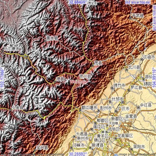 Topographic map of Weizhou