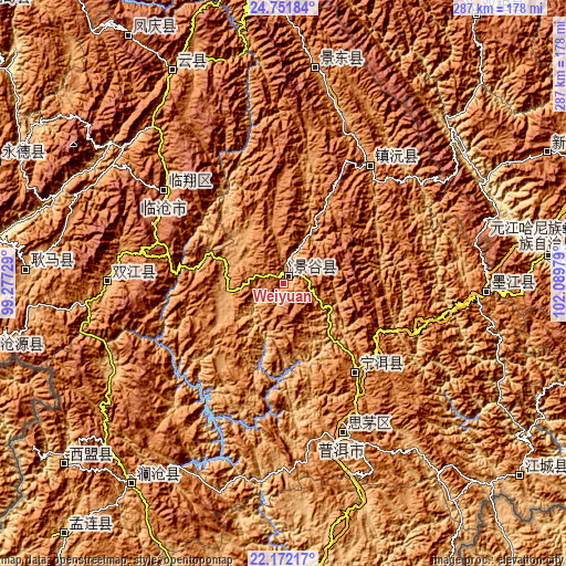 Topographic map of Weiyuan