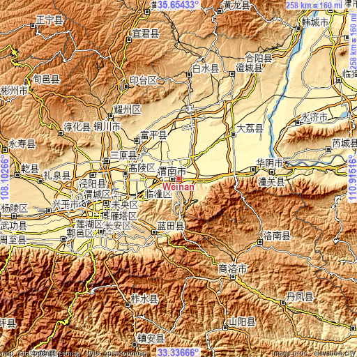 Topographic map of Weinan