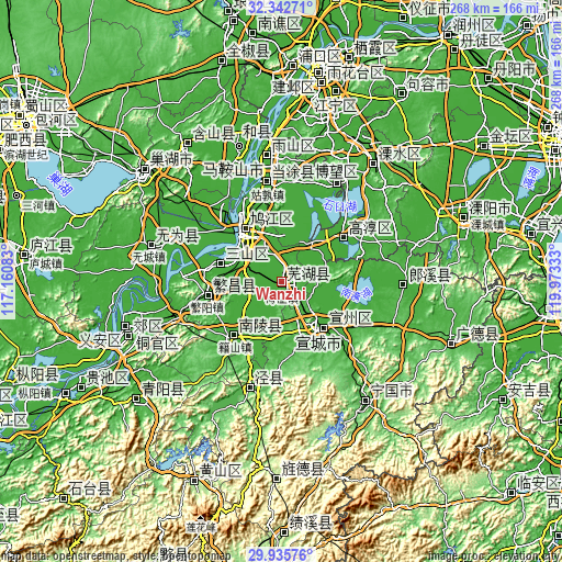 Topographic map of Wanzhi