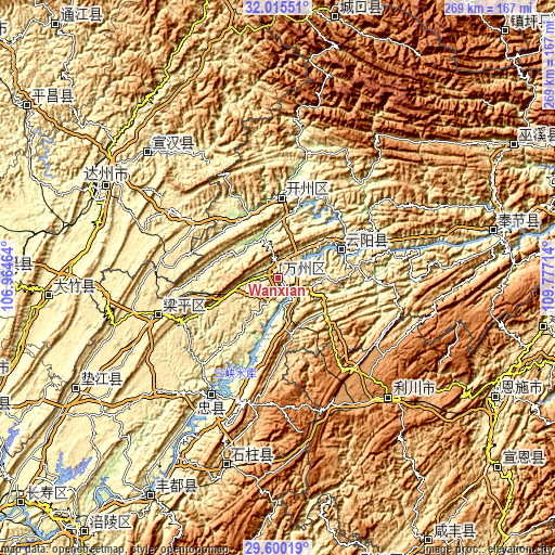 Topographic map of Wanxian