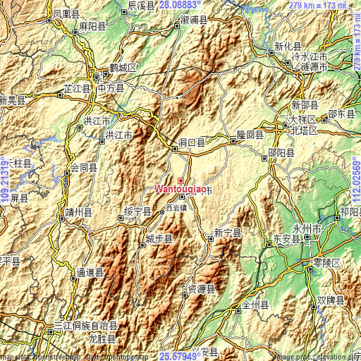 Topographic map of Wantouqiao