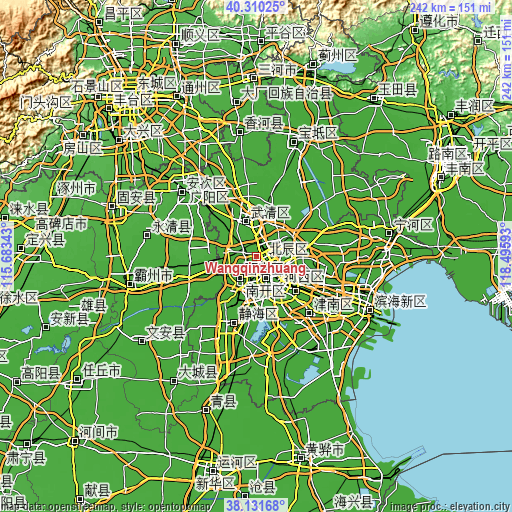 Topographic map of Wangqinzhuang