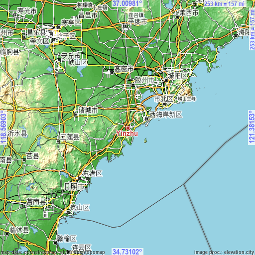 Topographic map of Yinzhu