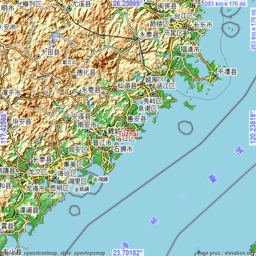 Topographic map of Tuzhai