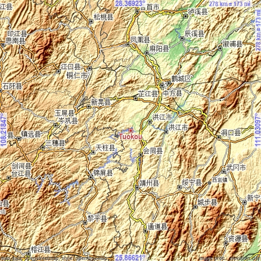 Topographic map of Tuokou