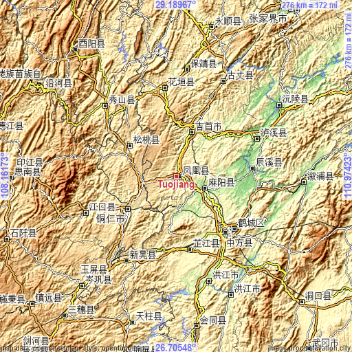 Topographic map of Tuojiang