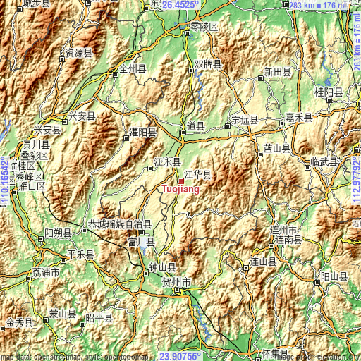 Topographic map of Tuojiang