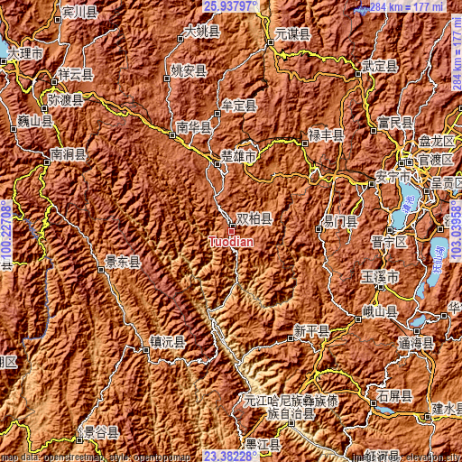 Topographic map of Tuodian