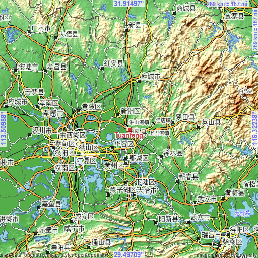 Topographic map of Tuanfeng