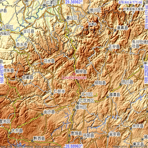 Topographic map of Loushanguan