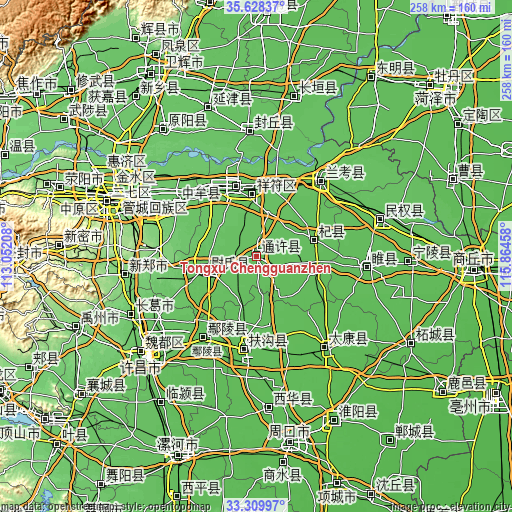 Topographic map of Tongxu Chengguanzhen