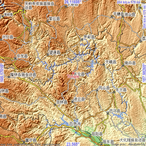 Topographic map of Tongle