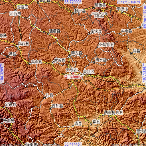 Topographic map of Qincheng