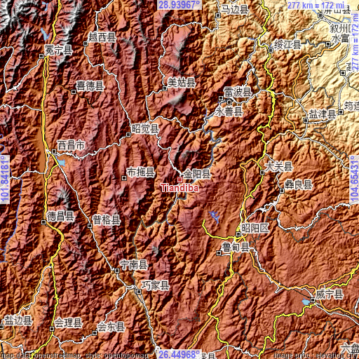 Topographic map of Tiandiba