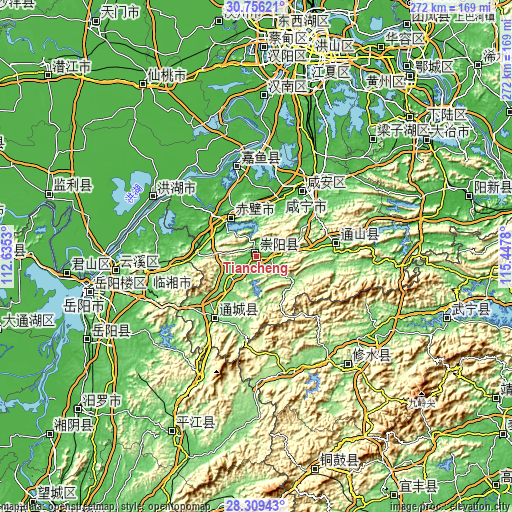 Topographic map of Tiancheng